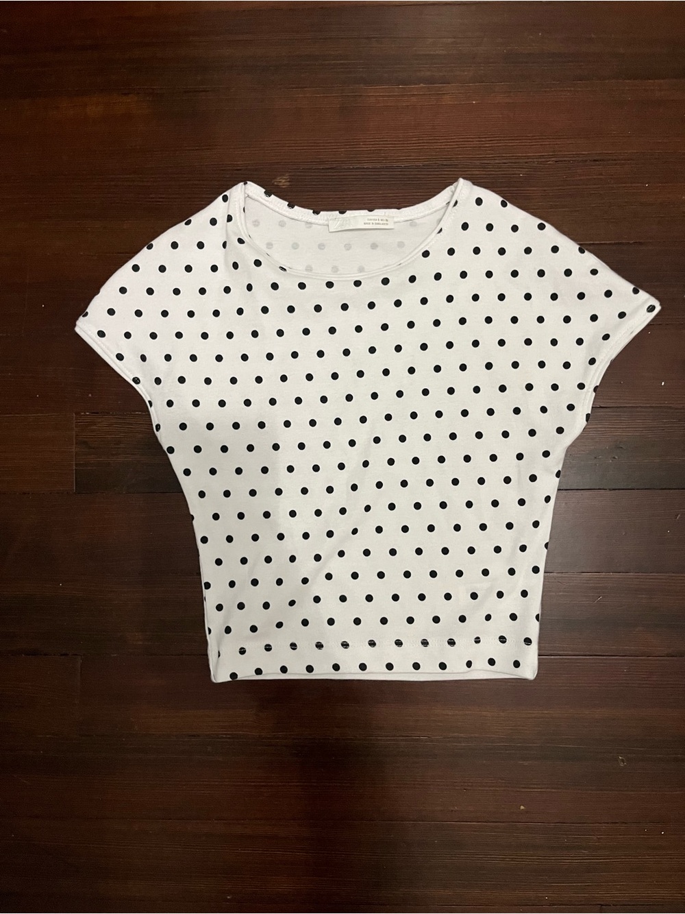 Zara White Top with Black Polka Dots